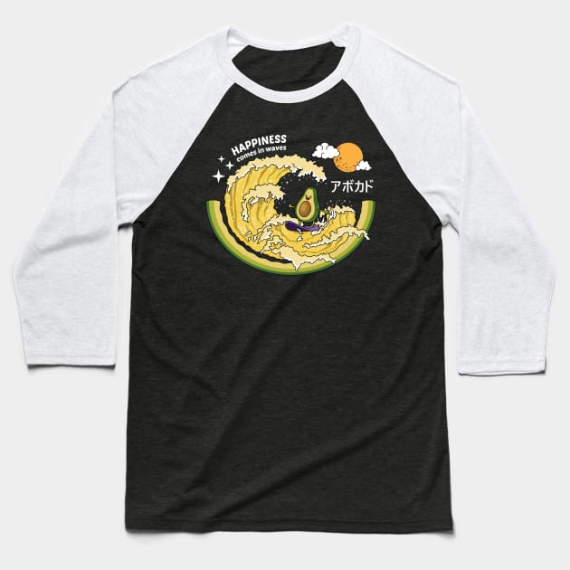 Avocado Wave Baseball T-Shirt by spacedowl